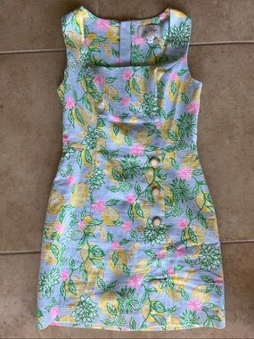 00 Lilly Pulitzer Yellow, Green & Pink Floral Mini Sheath Dress
